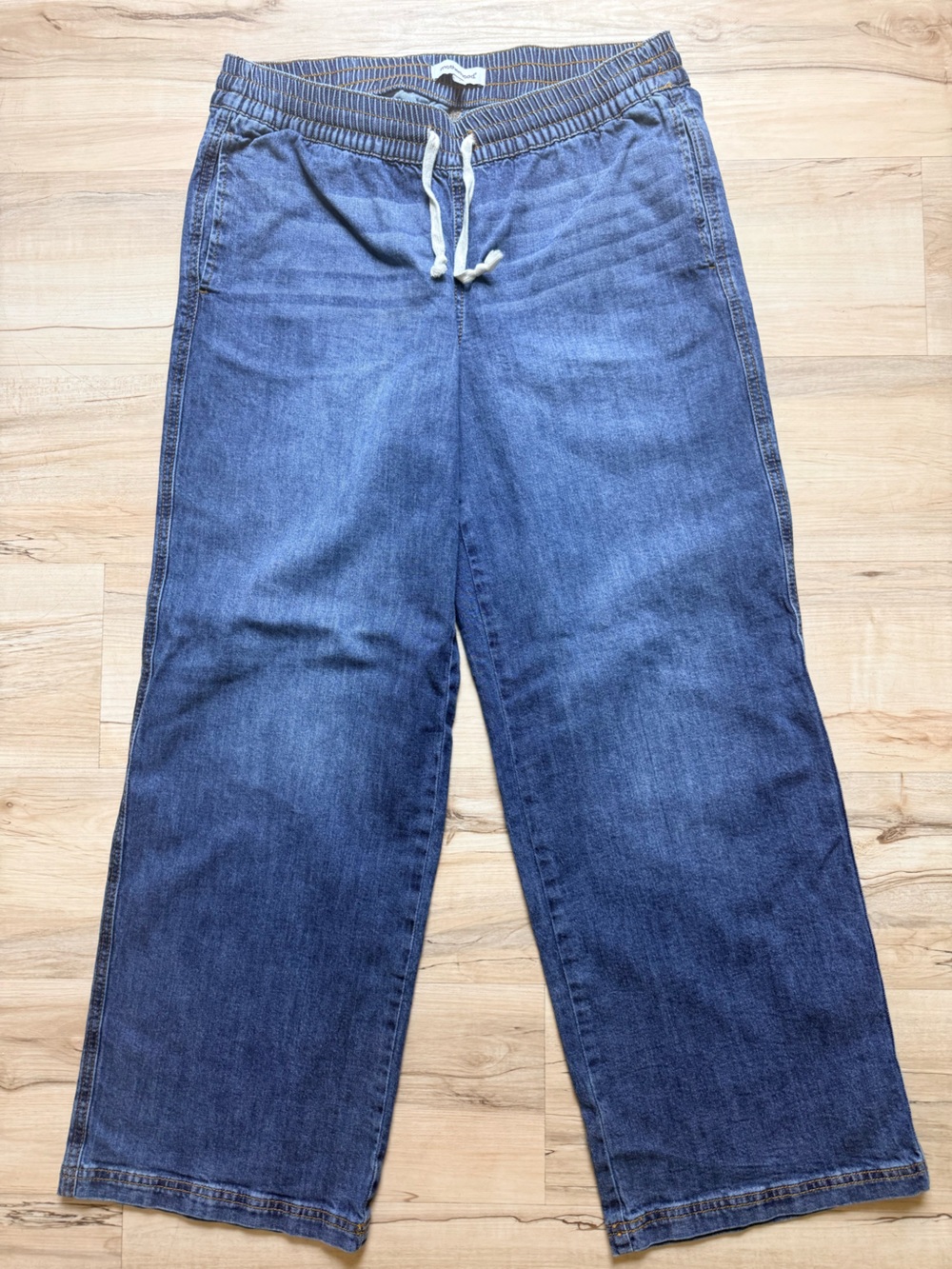 Motherhood Maternity Women’s Denim Jeans Pull On Wide Leg Blue Size S